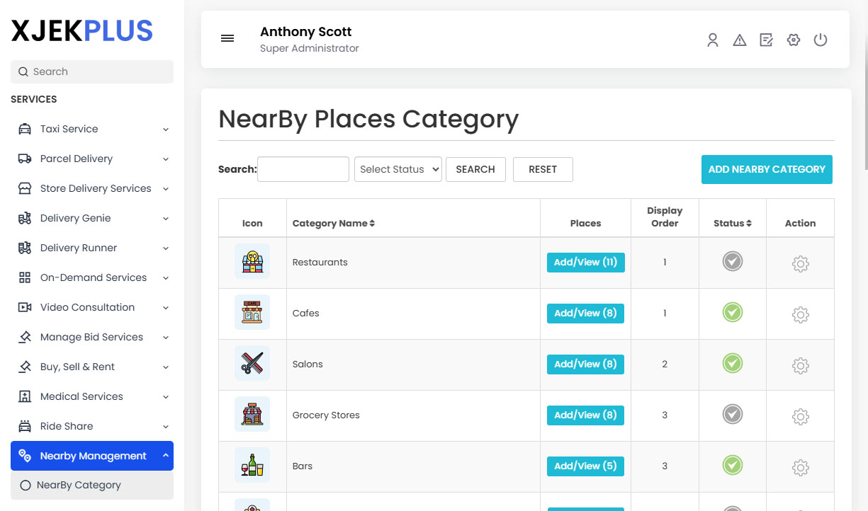 NearBy Places Category