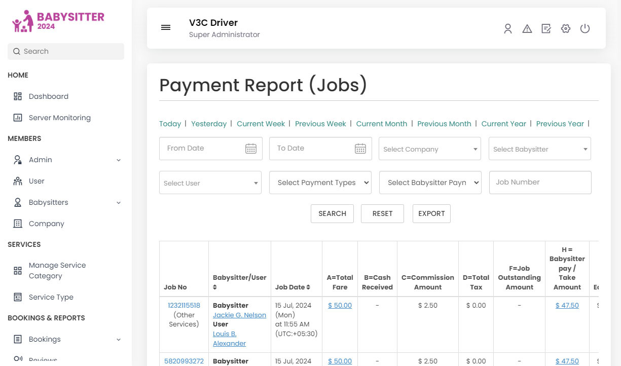 Payment Report (Jobs)