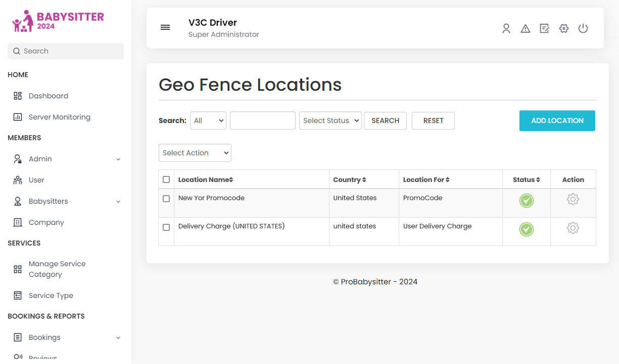 Manage Geo Fence Locations