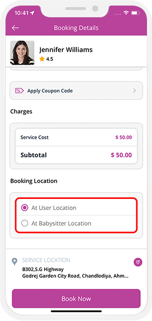 Select booking location