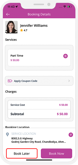 Select booking location