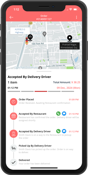 user see assigned driver for pickup of order