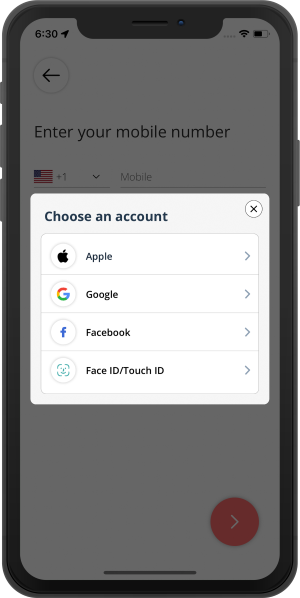 Face ID / Touch ID / Social Media Accounts