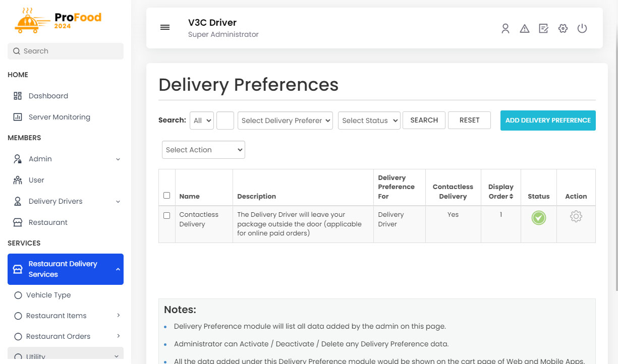 Delivery Preferences