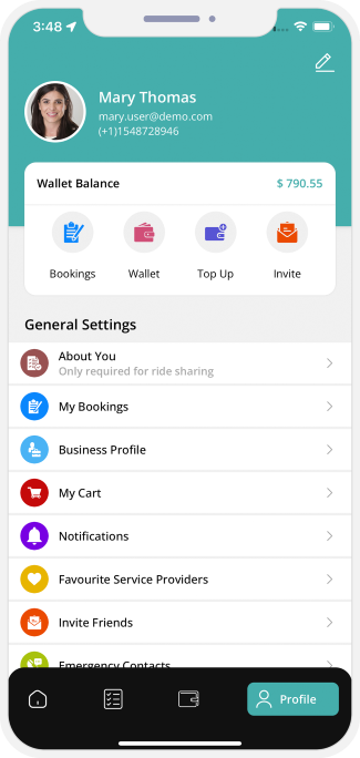 user app menu