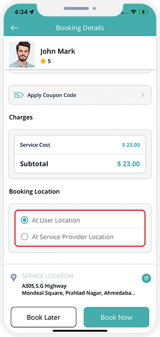 Select booking location