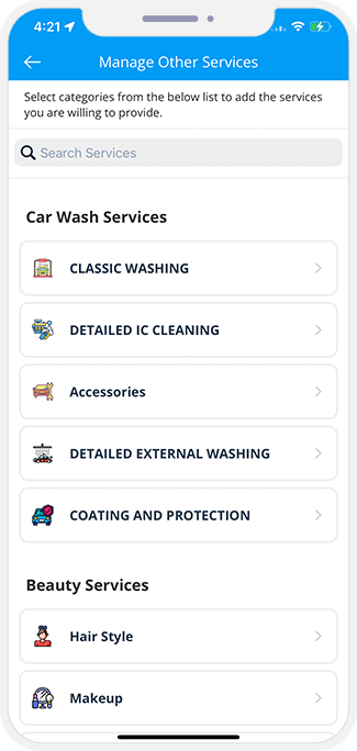 choose service categories