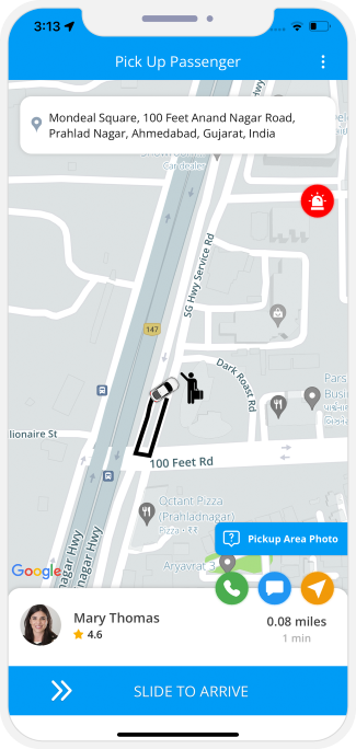 Driver can see the pickup location on a map