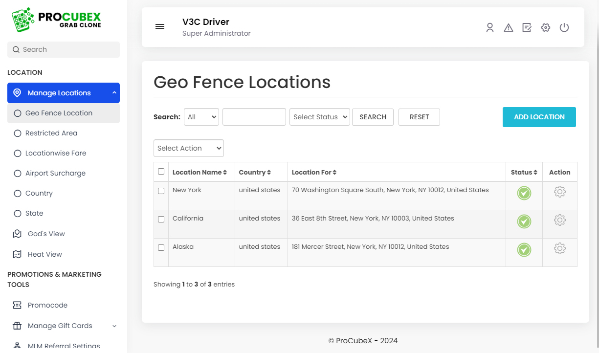 Manage Geo Fence Locations