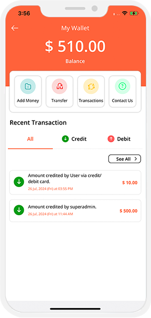 user and provider manage their wallet