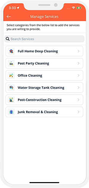 choose service categories