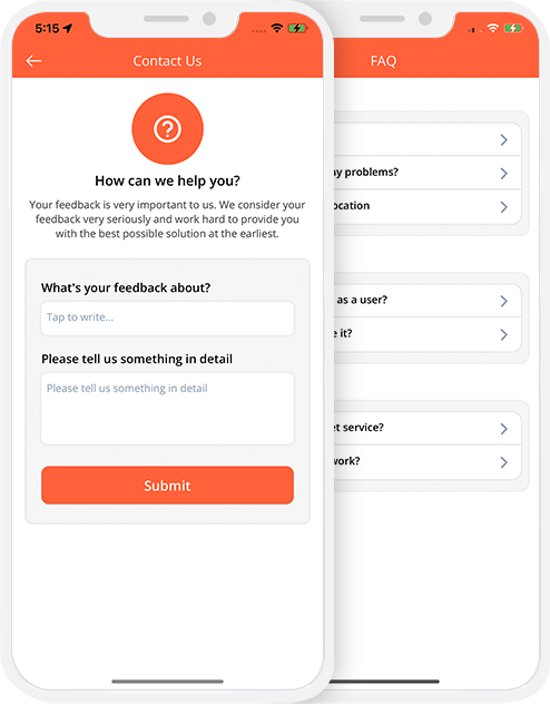 user app login and registration screen