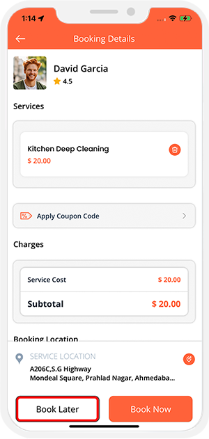 Select booking location