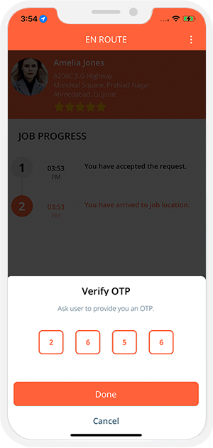 OTP Verification to Start the Job