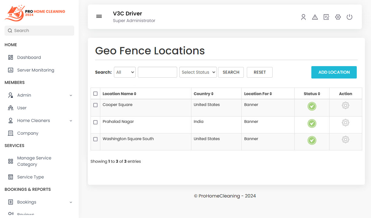 Geo Fence Locations Management