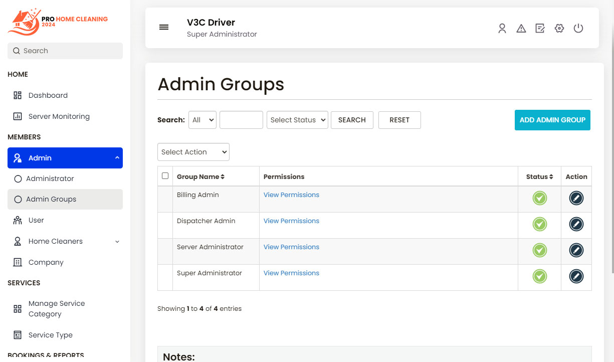 Manage Admin Groups