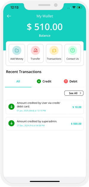 user and provider manage their wallet