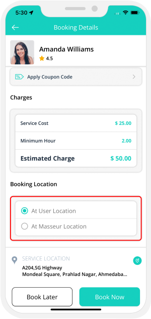 Select booking location