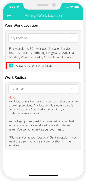 provider manage work location