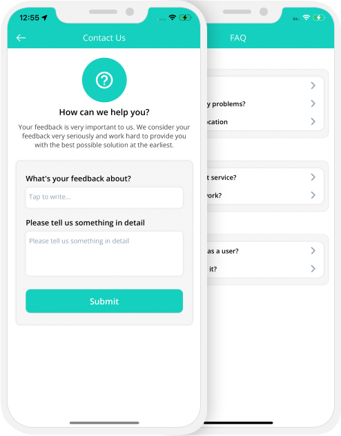 user app login and registration screen