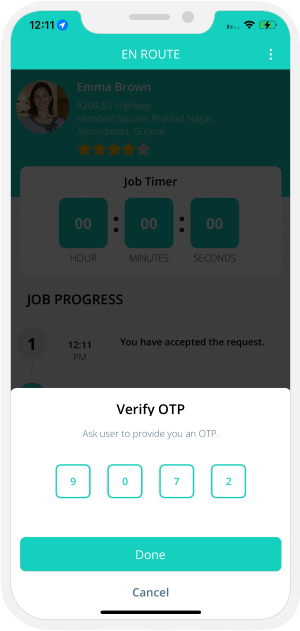 OTP Verification to Start the Job