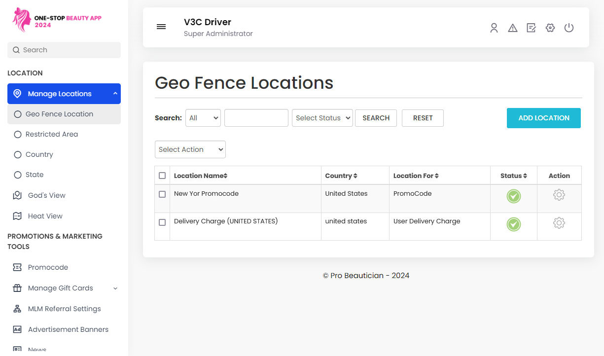 Manage Geo Fence Locations