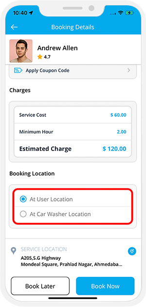 Select booking location