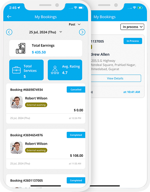 user app login and registration screen