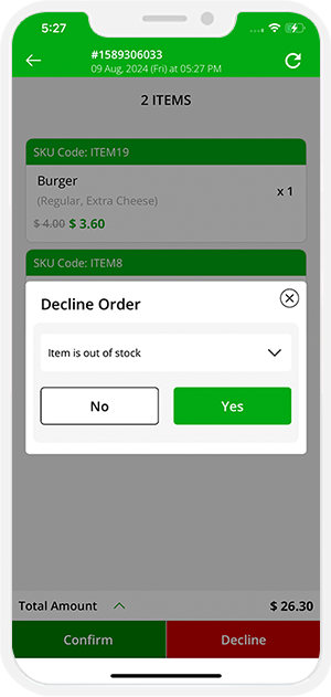 Order cancellation by Store