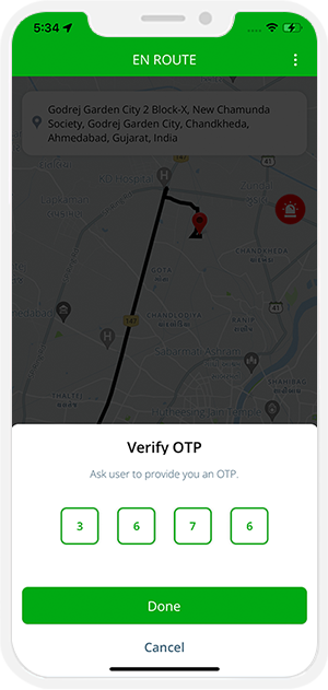 OTP Verification to Start the Ride