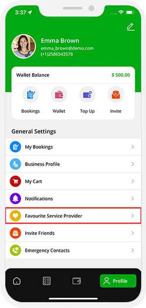 choose favorite service provider