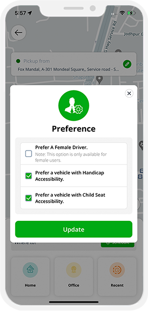 set preferences for rides