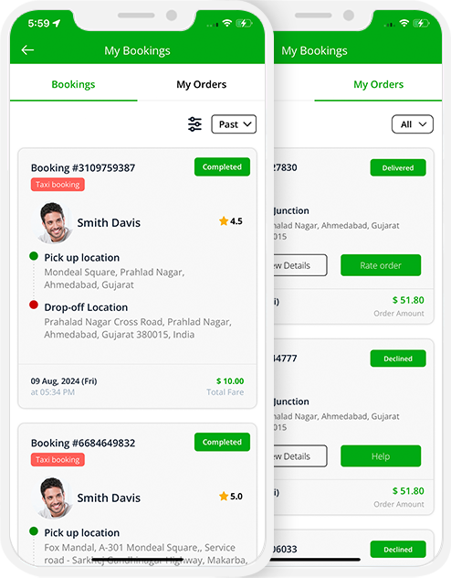 user app login and registration screen