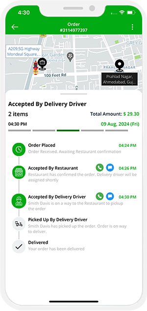 user see assigned driver for pickup of order