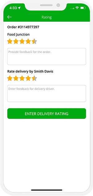 user rate & review to restaurant & driver