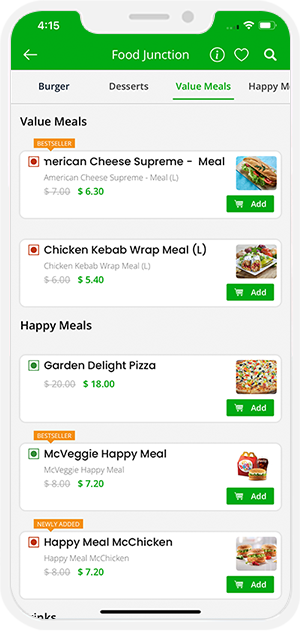 user check restaurant menu