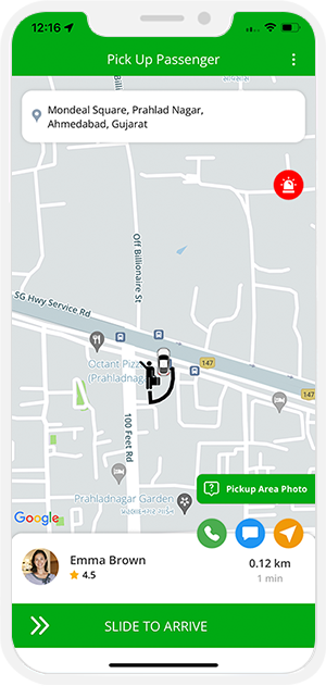 Driver can see the pickup location on a map