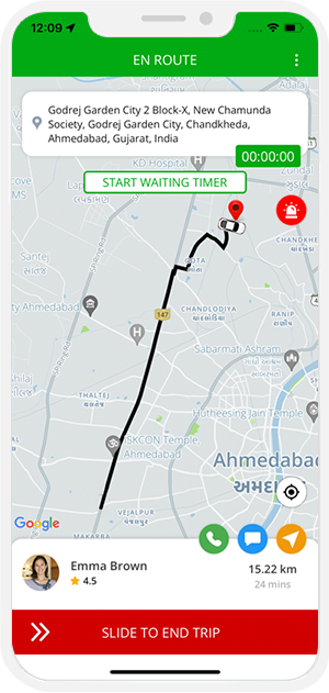 driver slide to end trip and rider get notification for Trip completed