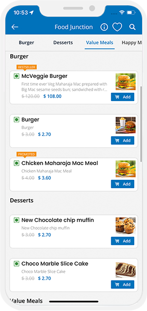 user check restaurant menu