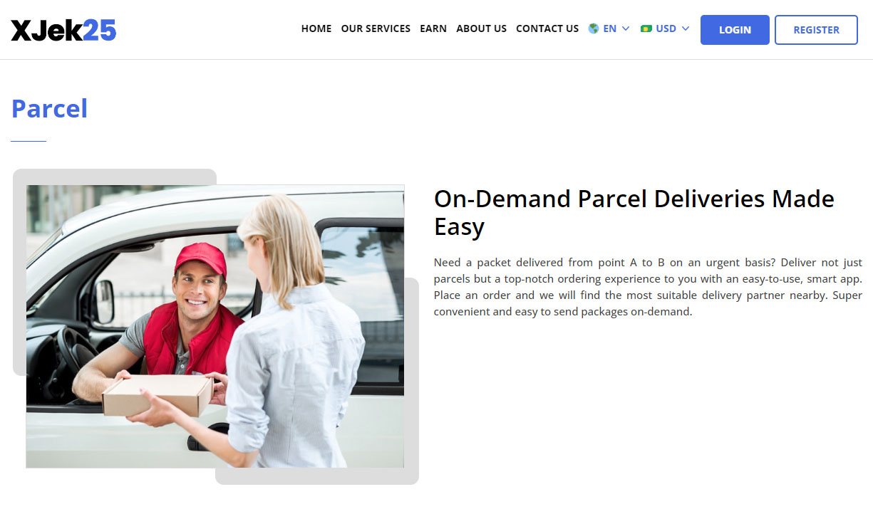 Parcel Delivery Page