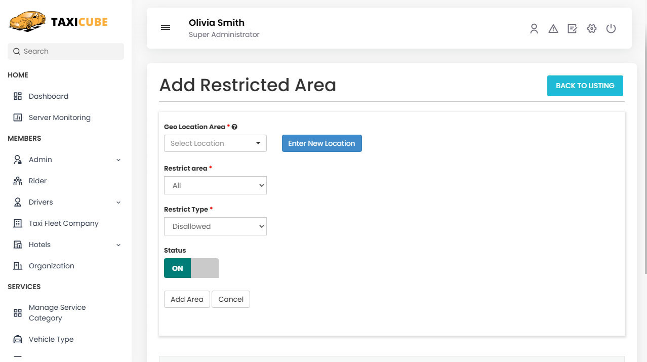 Add Restricted Area Add Restricted Area