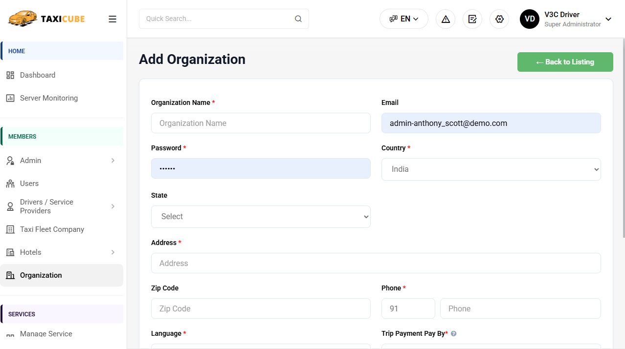 Add Organization Add Organization