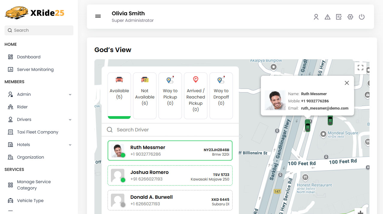 Driver Panel Total Earning Reports Screen