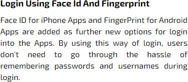 Login using Face Id and Fingerprint