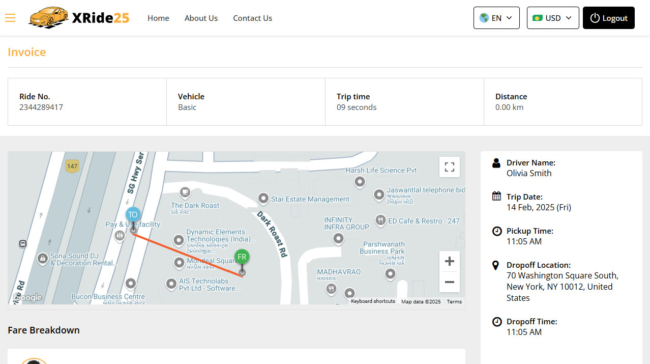 User Panel Invoice Details