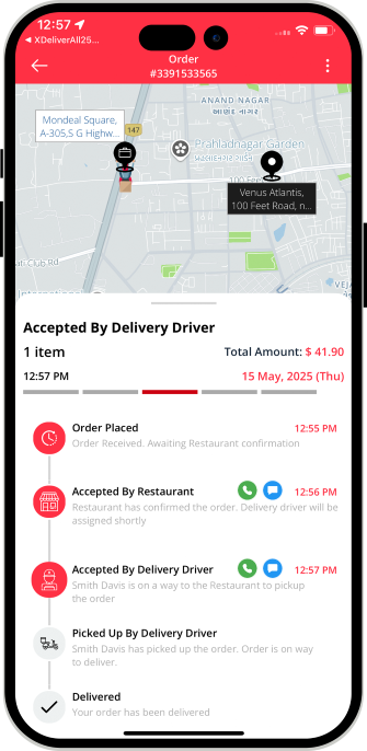 user see assigned driver for pickup of order