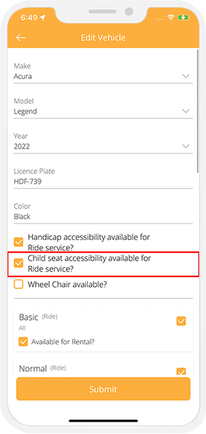 child seat accessibility feature