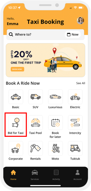 taxi bidding flow