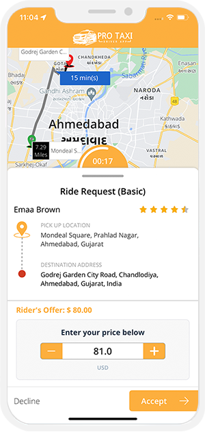 Driver can counter offer the Ride Fare