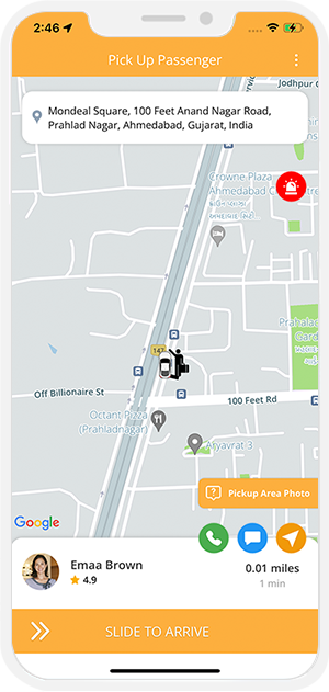 Driver can see the pickup location on a map